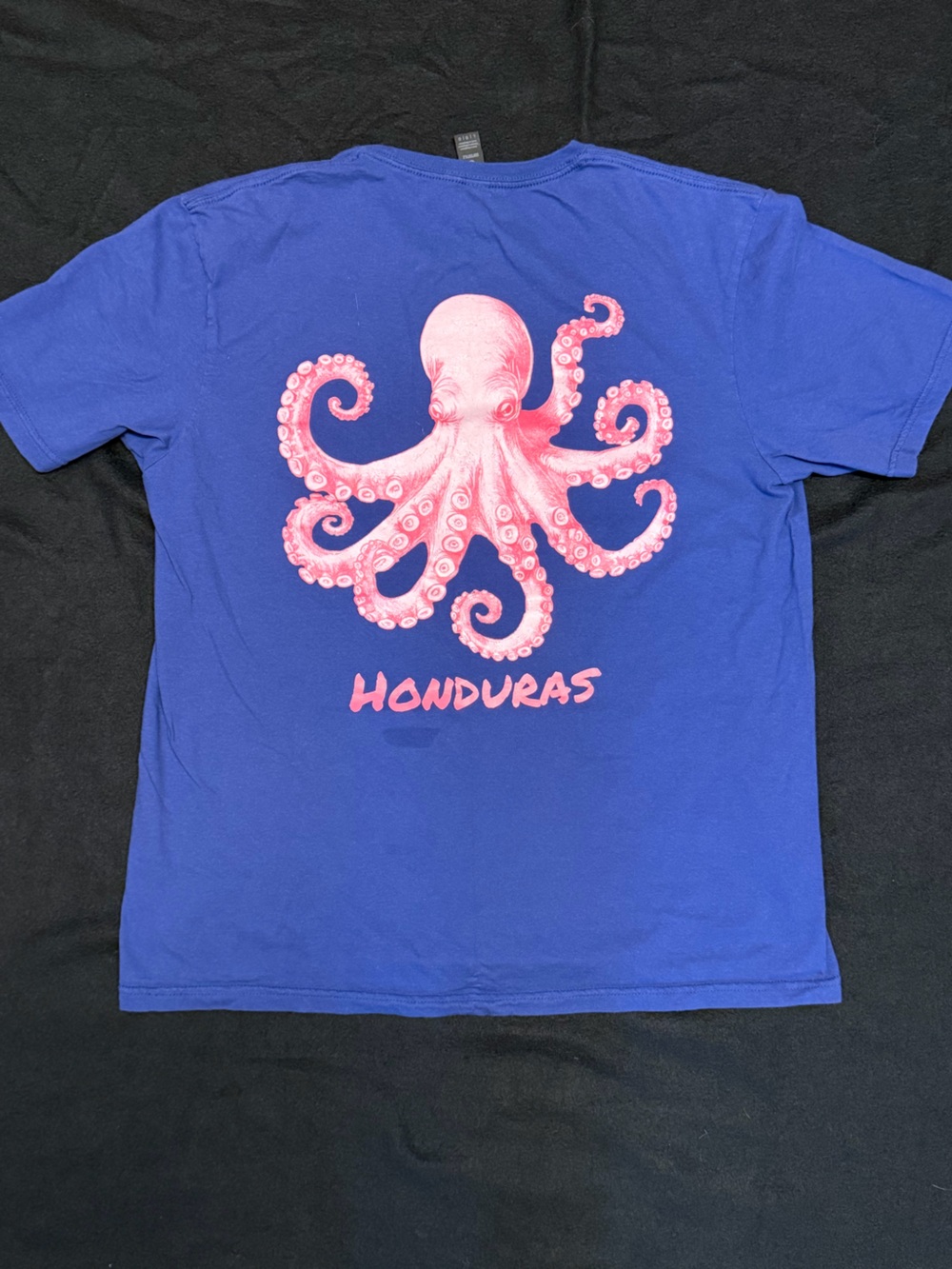 Purple Short Sleeve Tee with Pink Octopus Graphic - Honduras Large
